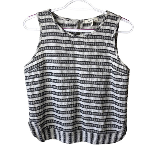 100% Cotton Monteau Los Angeles White and Gray sleeveless top - Picture 1 of 8
